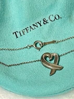 Tiffany & Co. Paloma Picasso Sterling Silver 925 Heart Ribbon Necklace - 18"